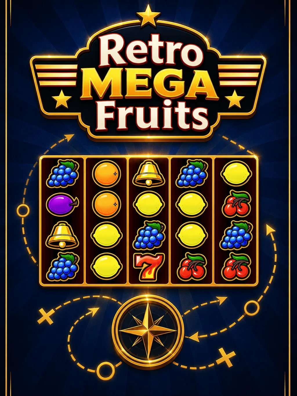Retro Mega Fruits bankroll strategy chart showing bet-tier ranges from Micro to High Roller